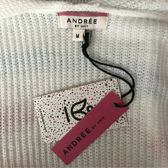 Andree by Unit-Long Open front Sweater-Cream w/colorful stripes-NWT-Sz-Med. - Picture 4 of 4